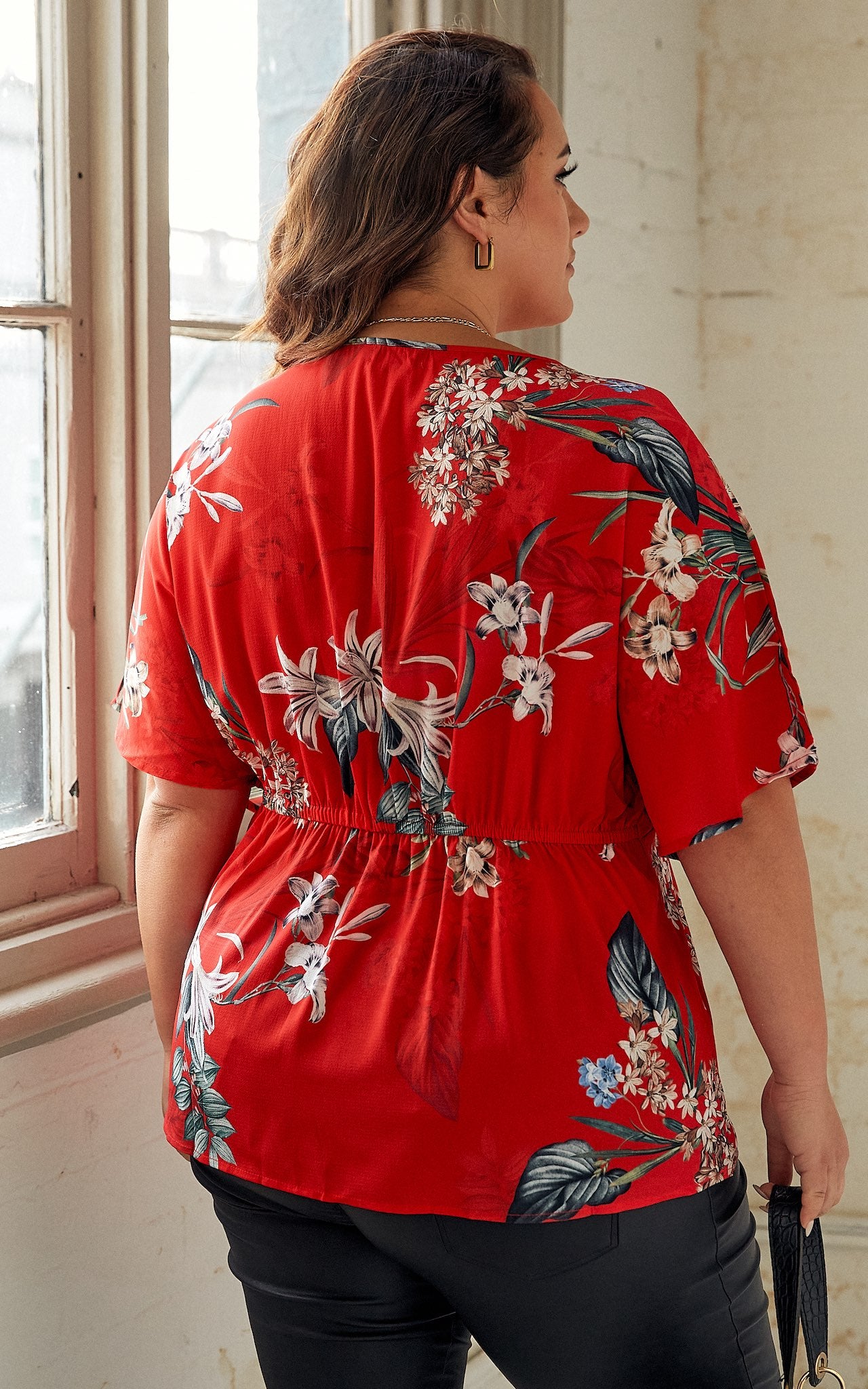 Jenette Top - Red Floral