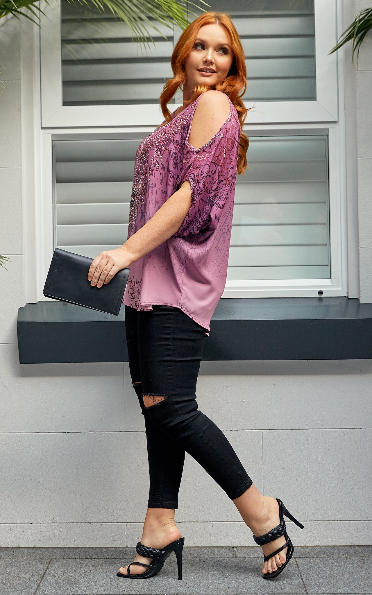 Jenny Top - Mauve Print