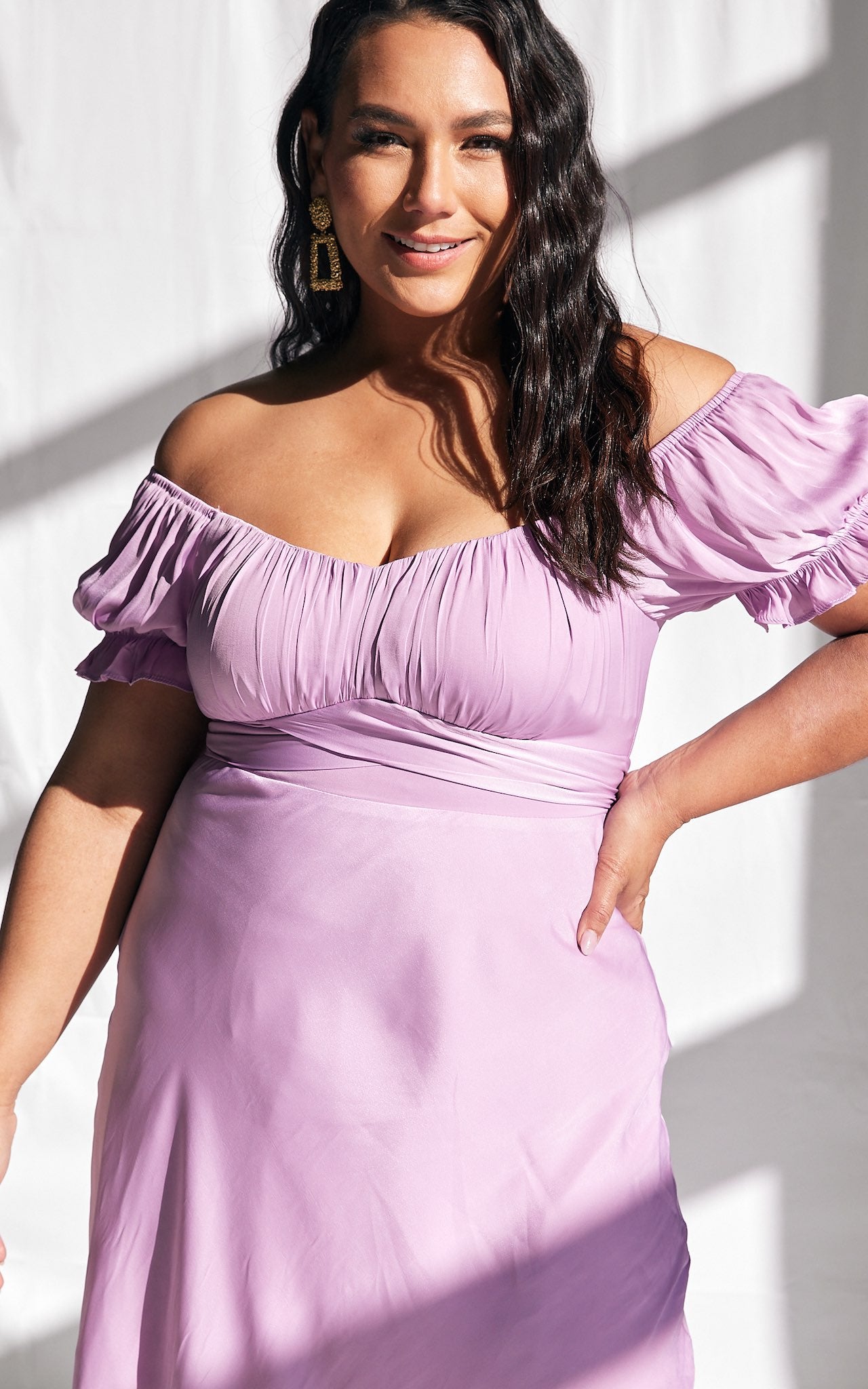 Jolene Dip Hem Midi Dress - Lilac