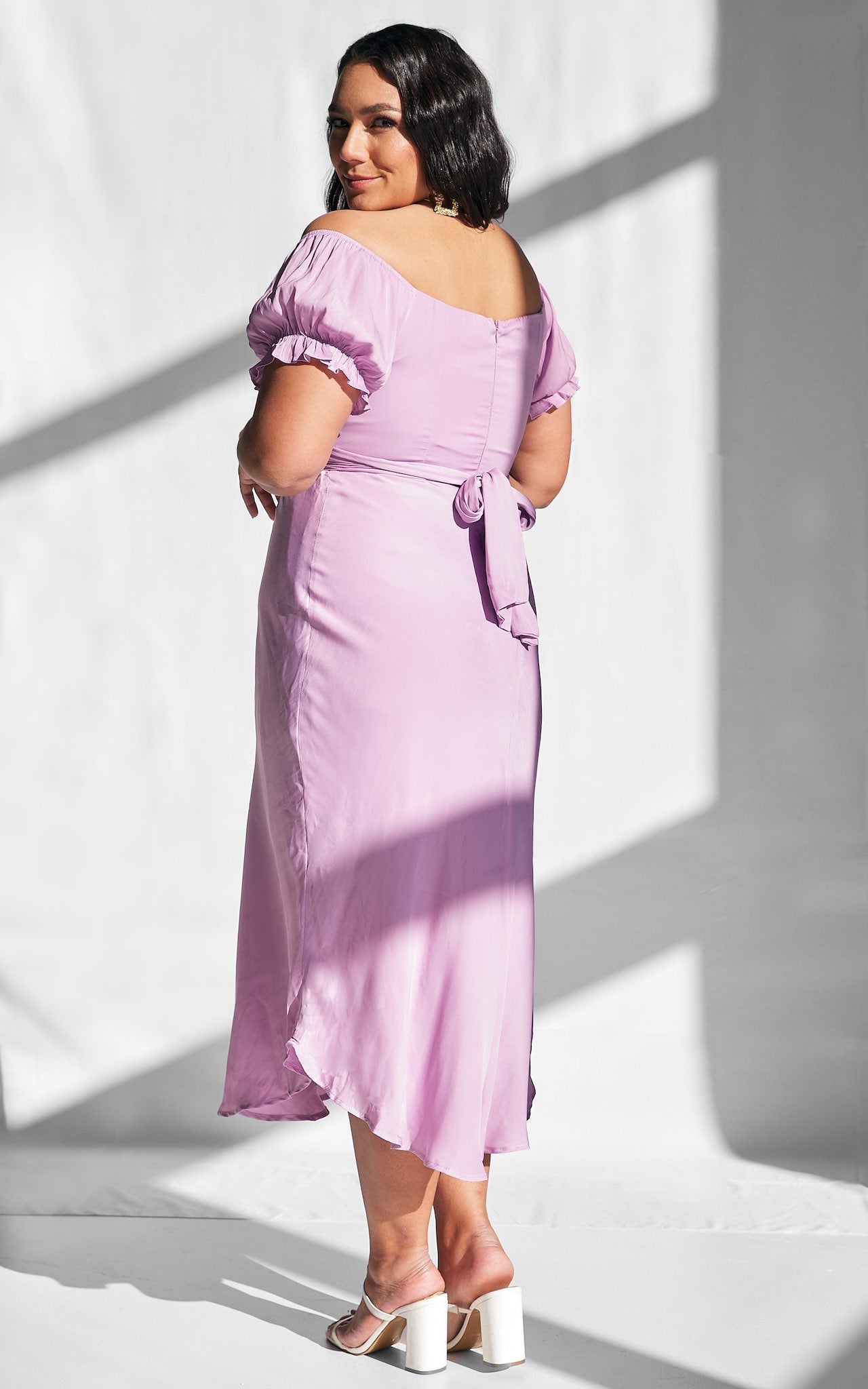 Jolene Dip Hem Midi Dress - Lilac