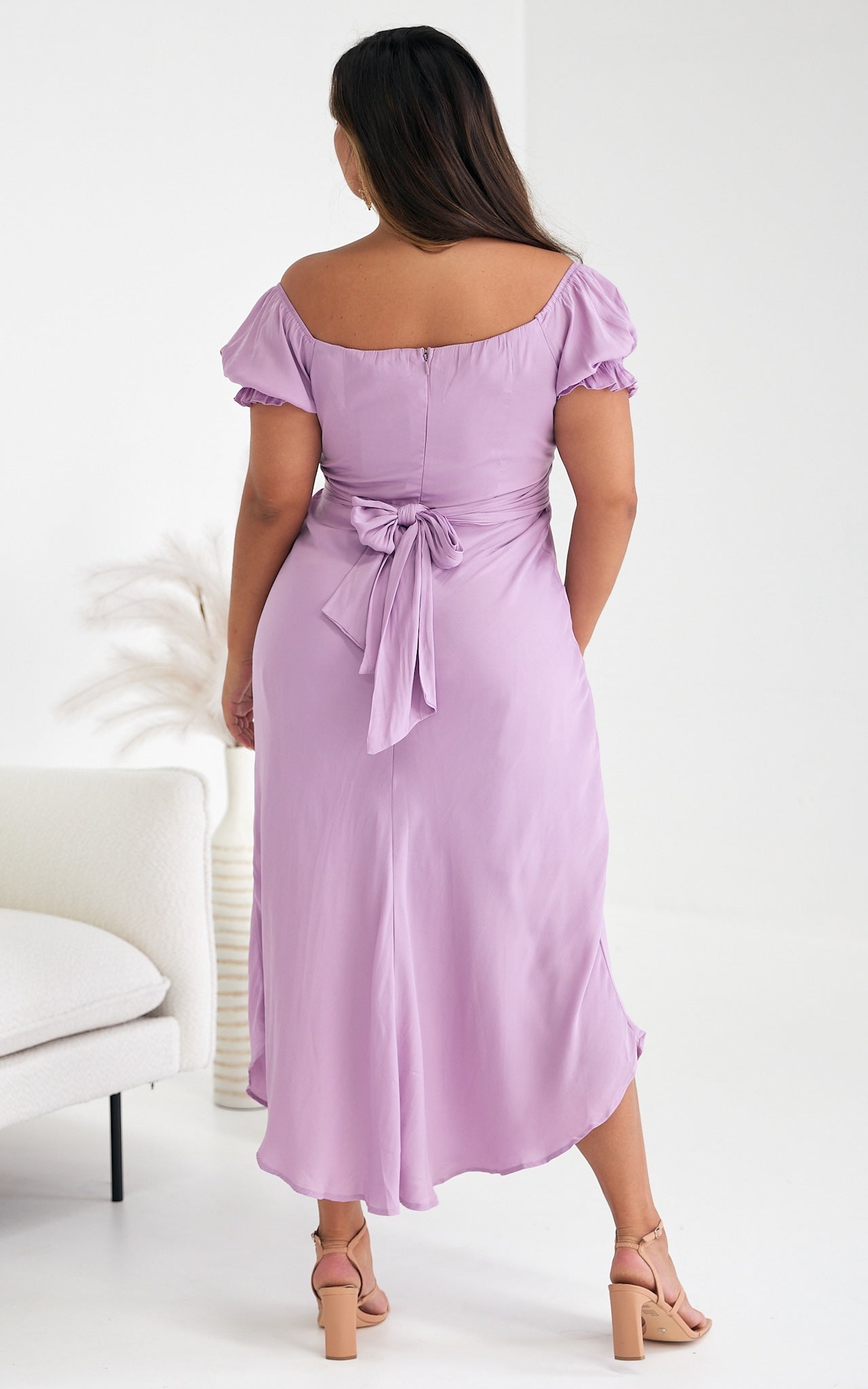 Jolene Dip Hem Midi Dress - Lilac