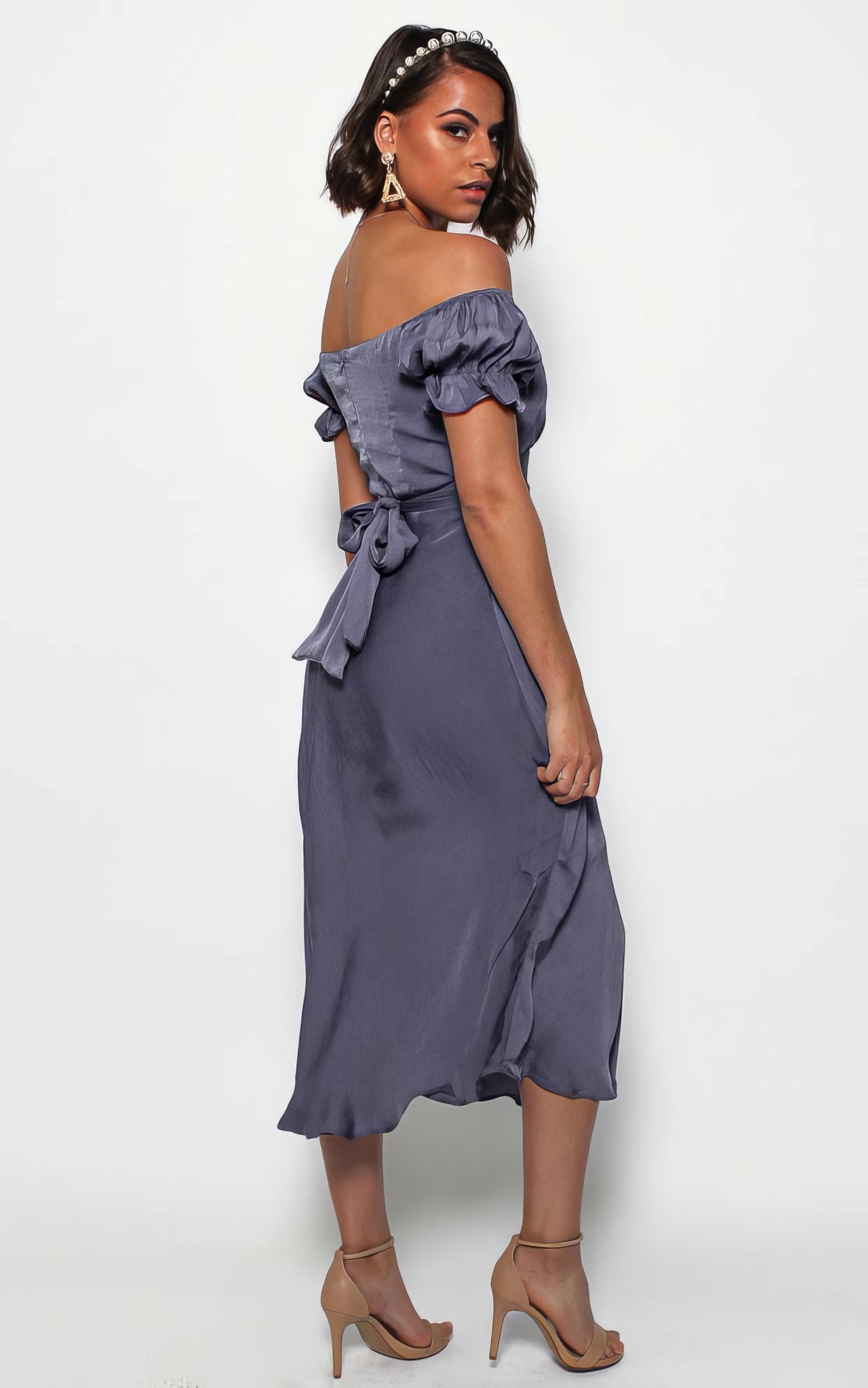 Jolene Dip Hem Midi Dress - Midnight Blue