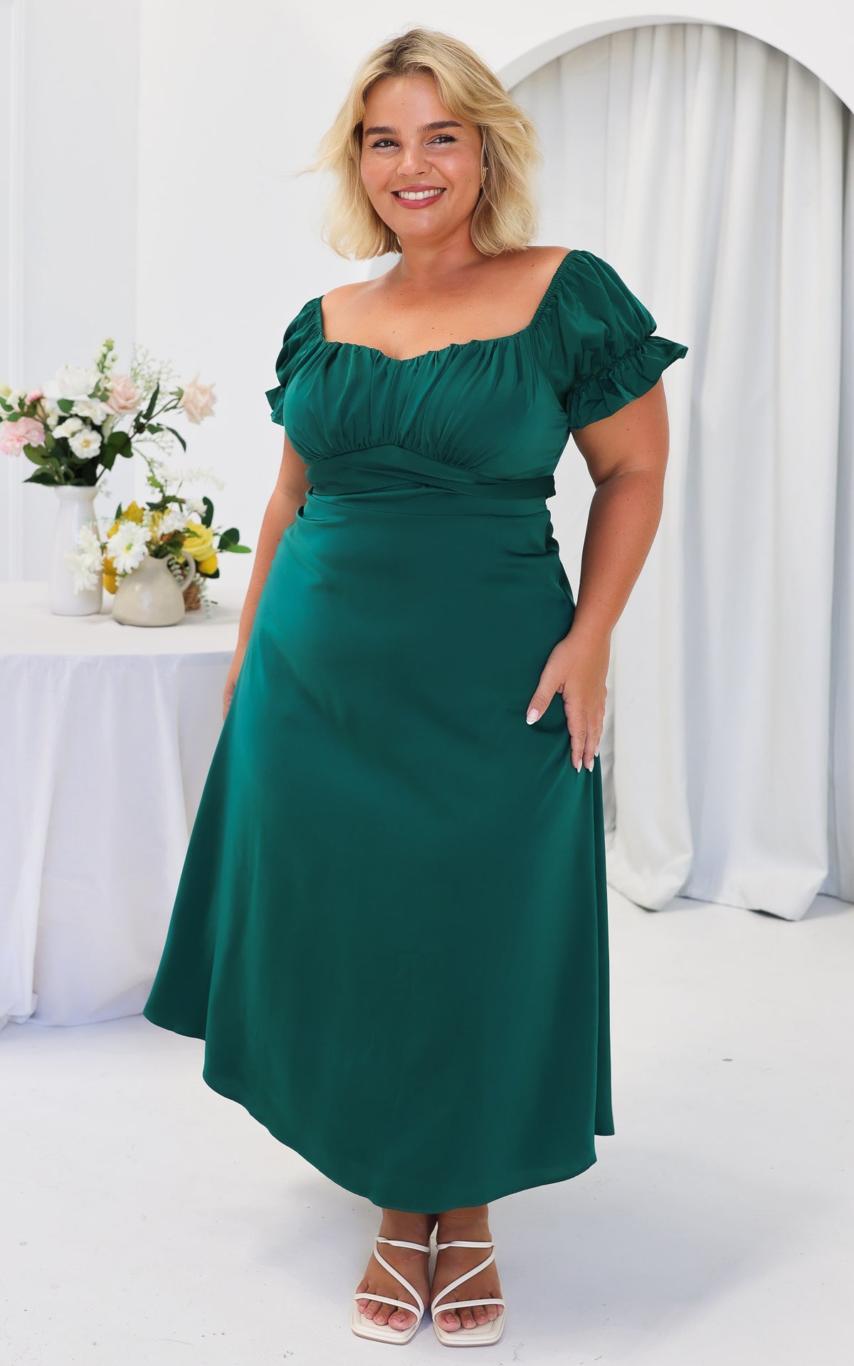 Jolene Midi Dress - Forest Green