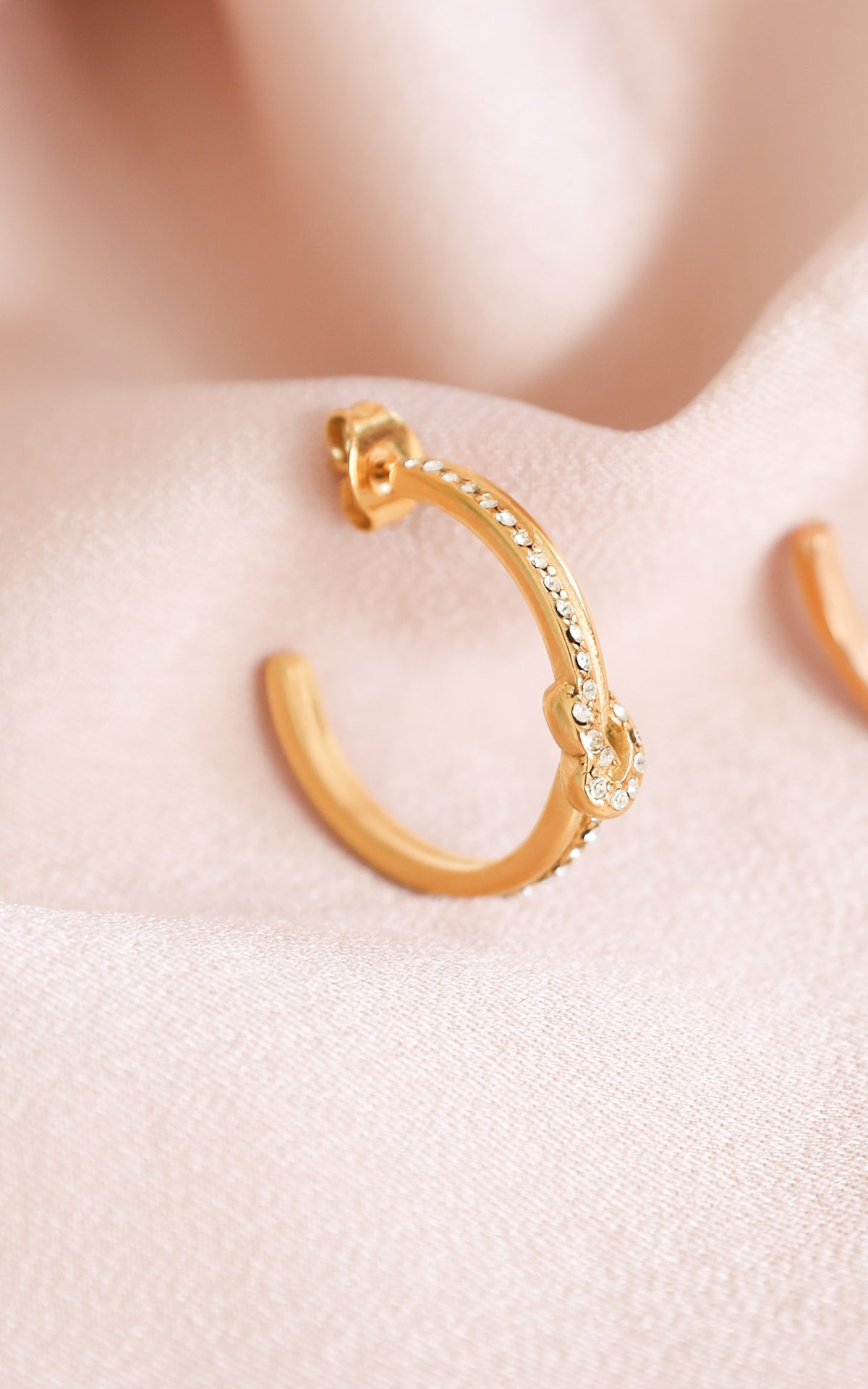 Jordie Hoop Earrings - Gold Knot Diamante