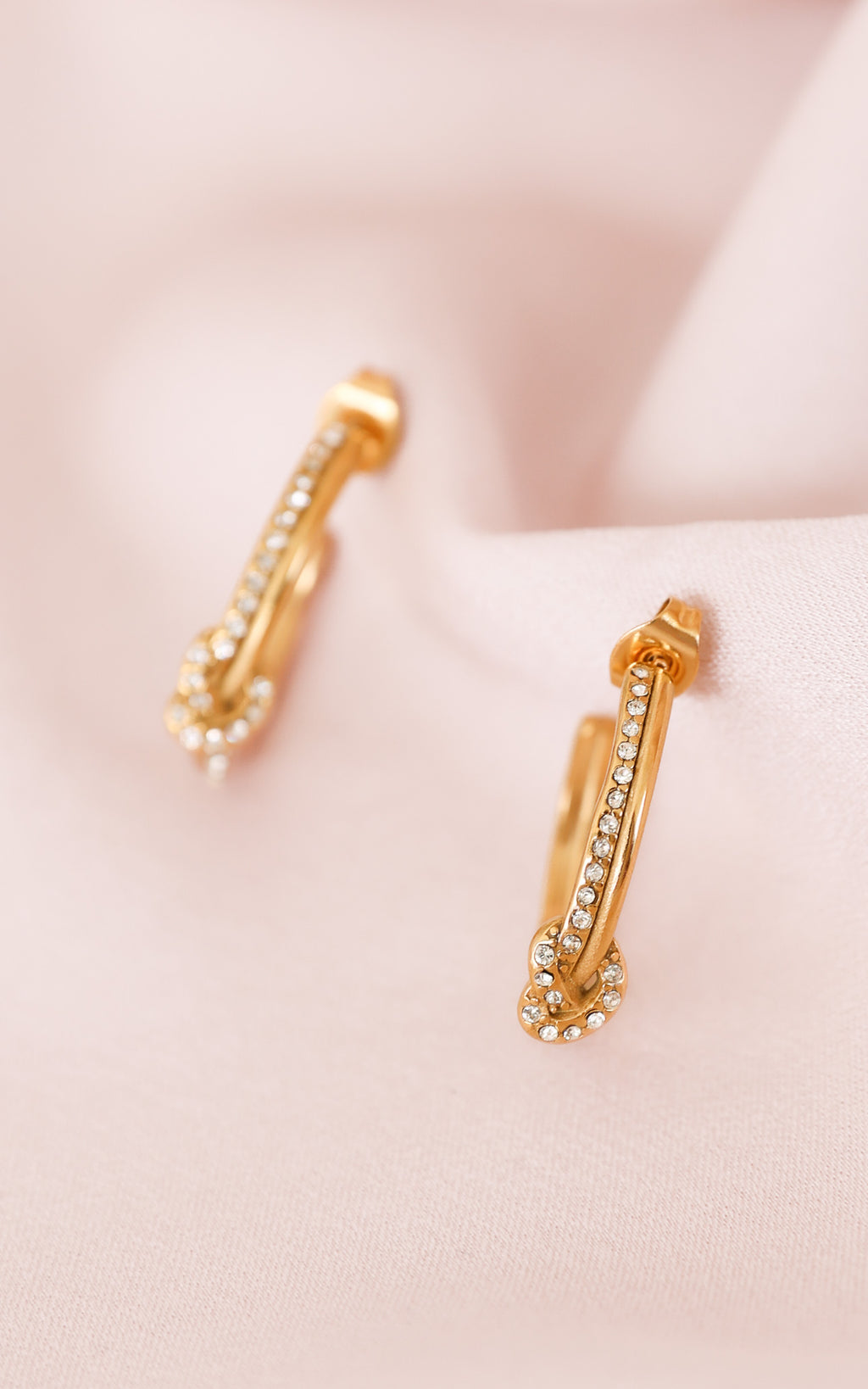 Jordie Hoop Earrings - Gold Knot Diamante