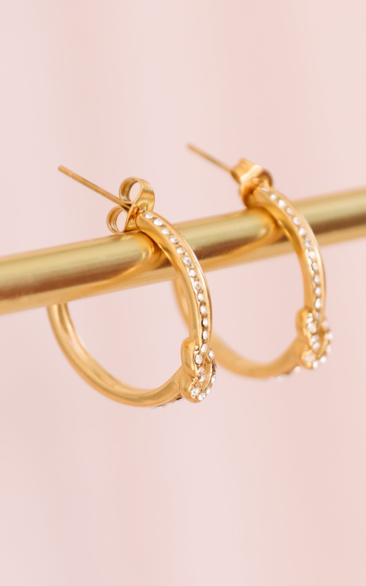 Jordie Hoop Earrings - Gold Knot Diamante