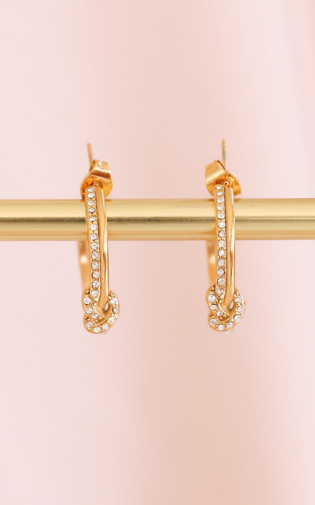 Jordie Hoop Earrings - Gold Knot Diamante