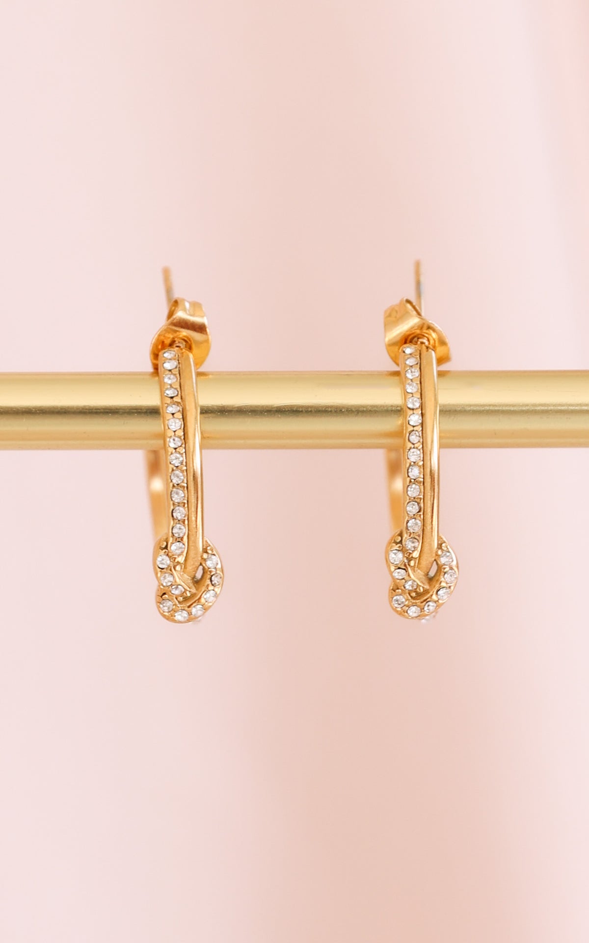 Jordie Hoop Earrings - Gold Knot Diamante