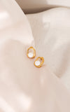 Josia Stud Earrings - Gold Rectangle Pearl