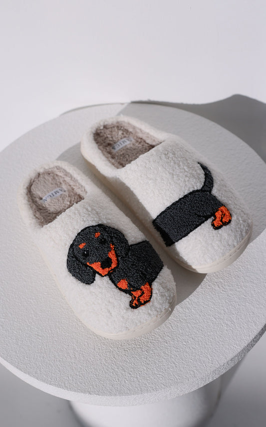 Sausage Dog Scuff Slippers - Black
