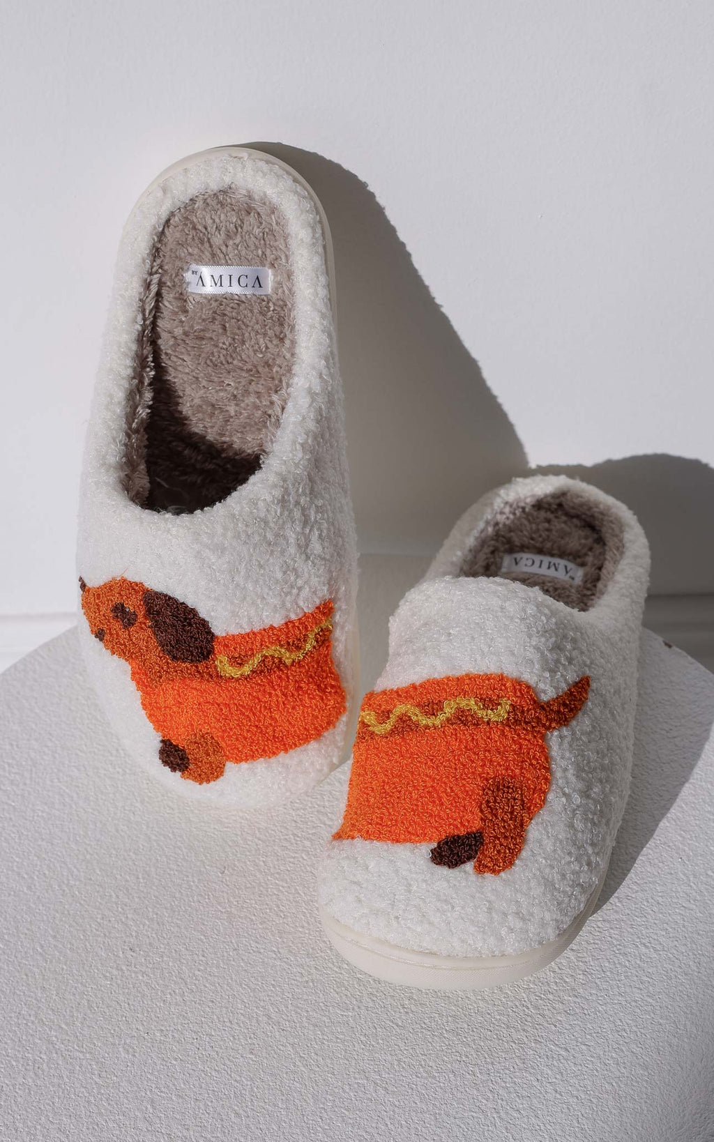 Sausage Dog Scuff Slippers - Brown Hotdog