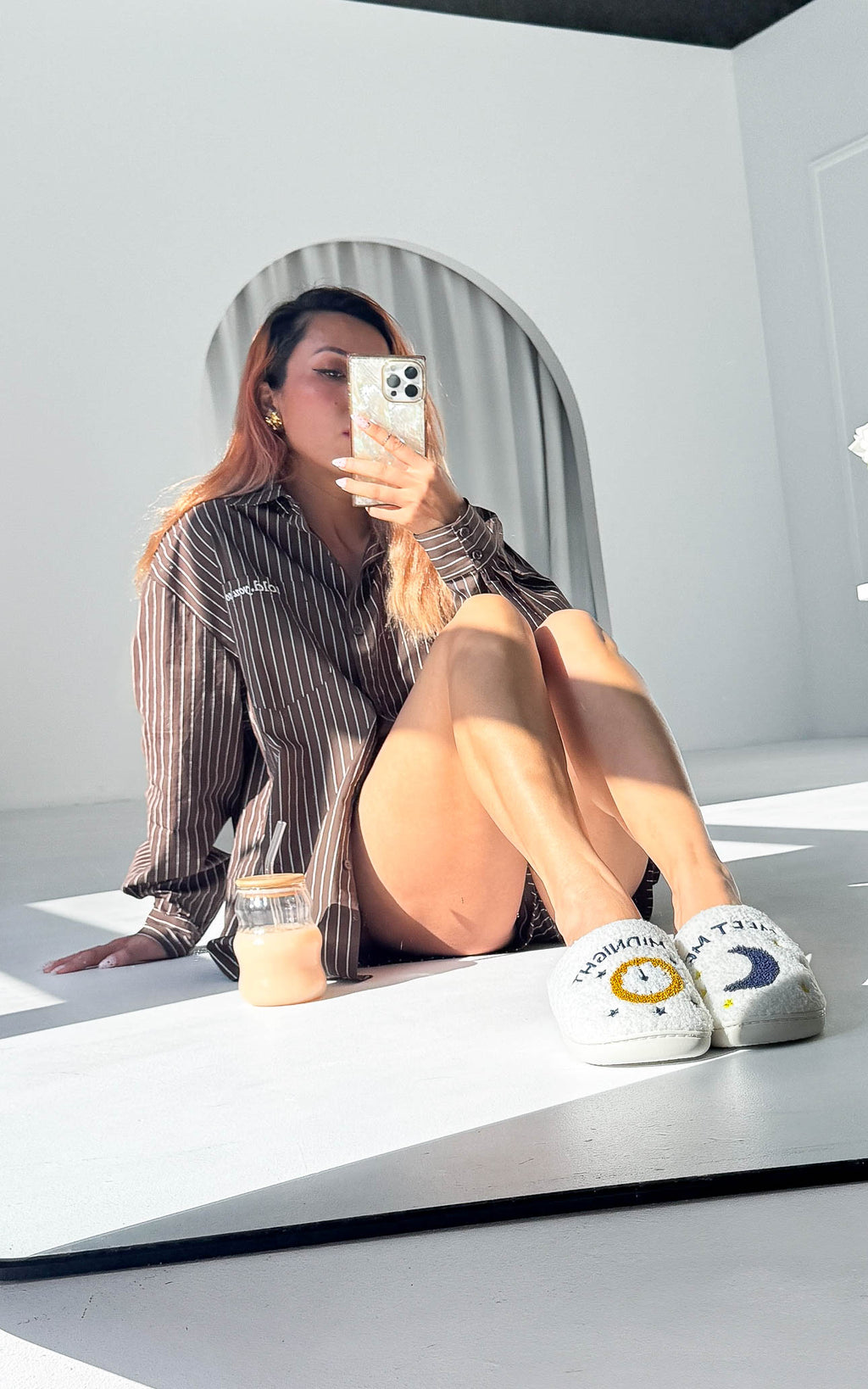 Meet Me At Midnight Scuff Slippers - Moon Clock