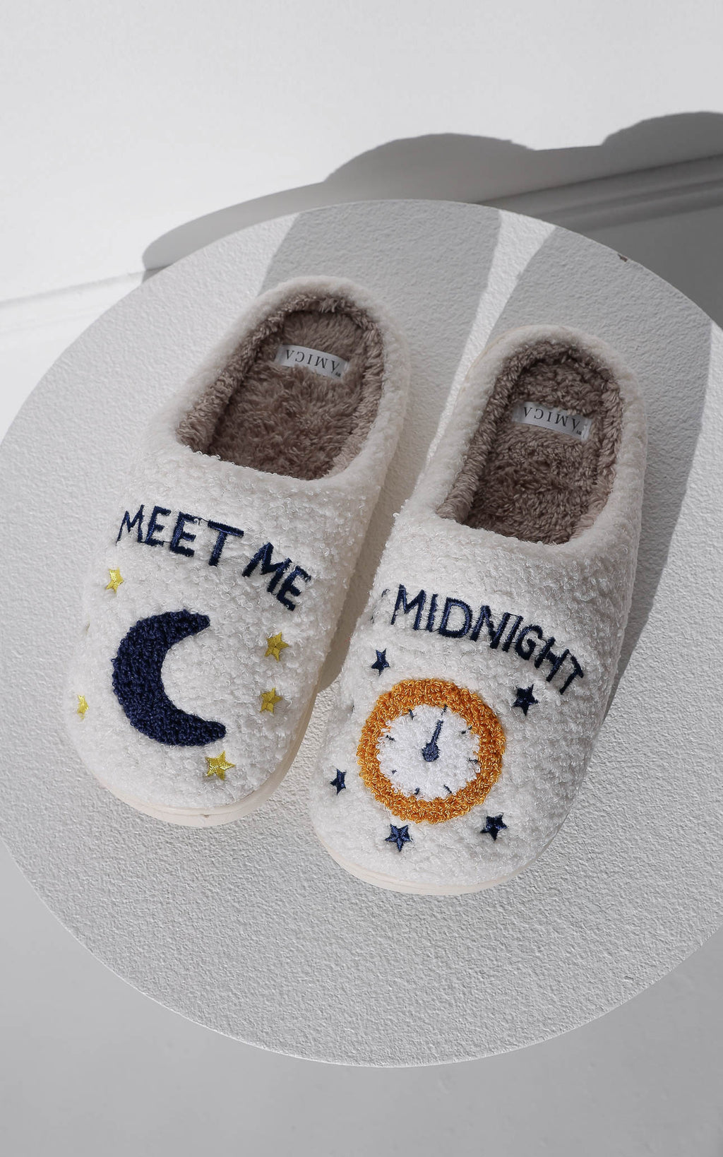 Meet Me At Midnight Scuff Slippers - Moon Clock