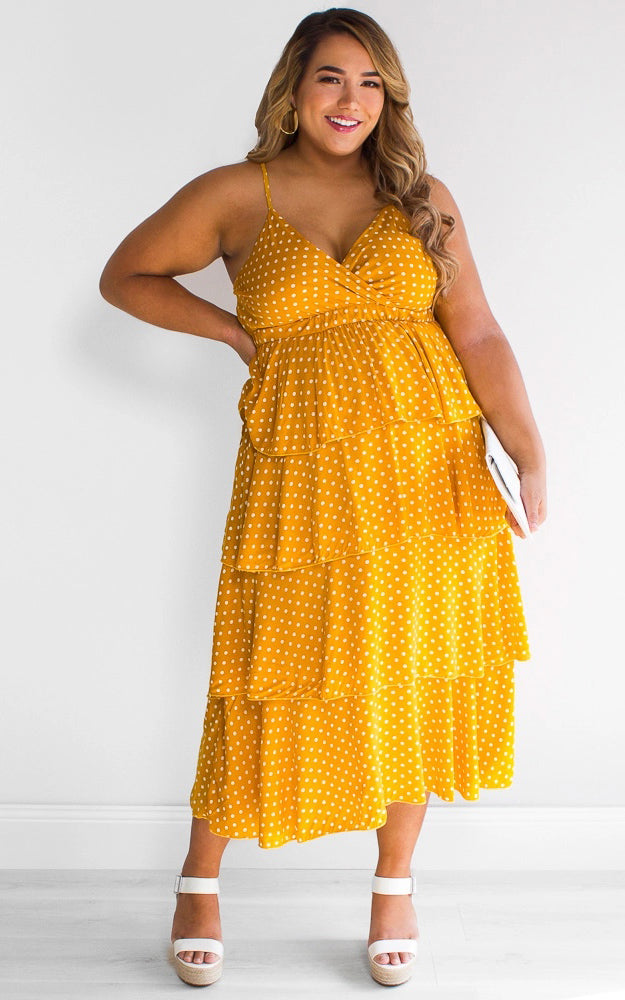 Judi Dress - Yellow Polka