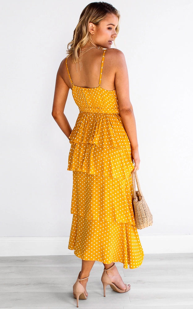 Judi Dress - Yellow Polka