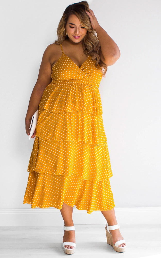 Judi Dress - Yellow Polka