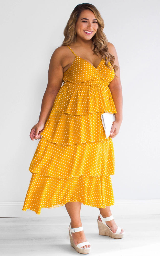 Judi Dress - Yellow Polka