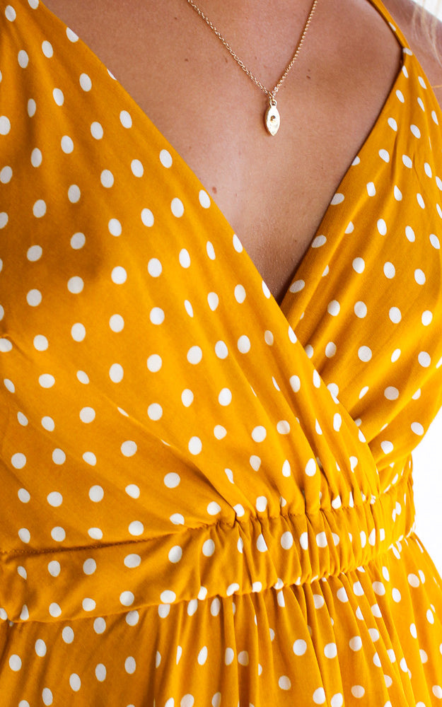 Judi Dress - Yellow Polka