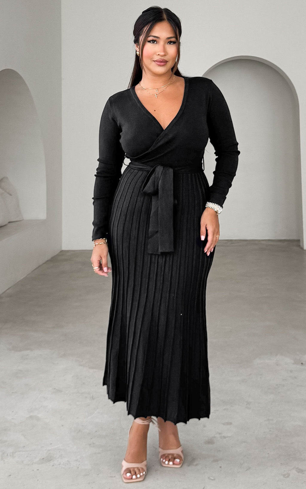 Jules Knit Midi Dress - Black