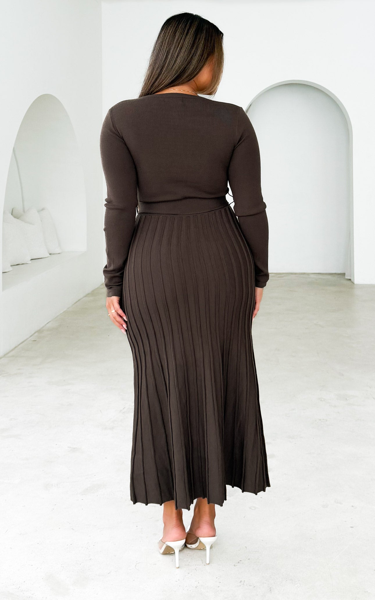 Jules Knit Midi Dress - Chocolate Brown