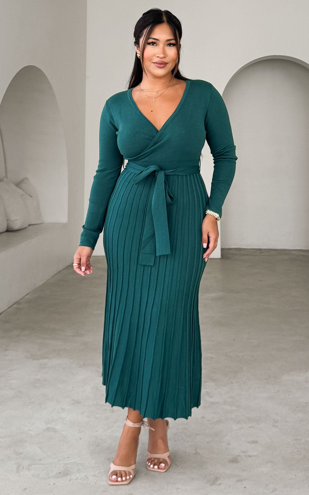 Jules Knit Midi Dress - Teal