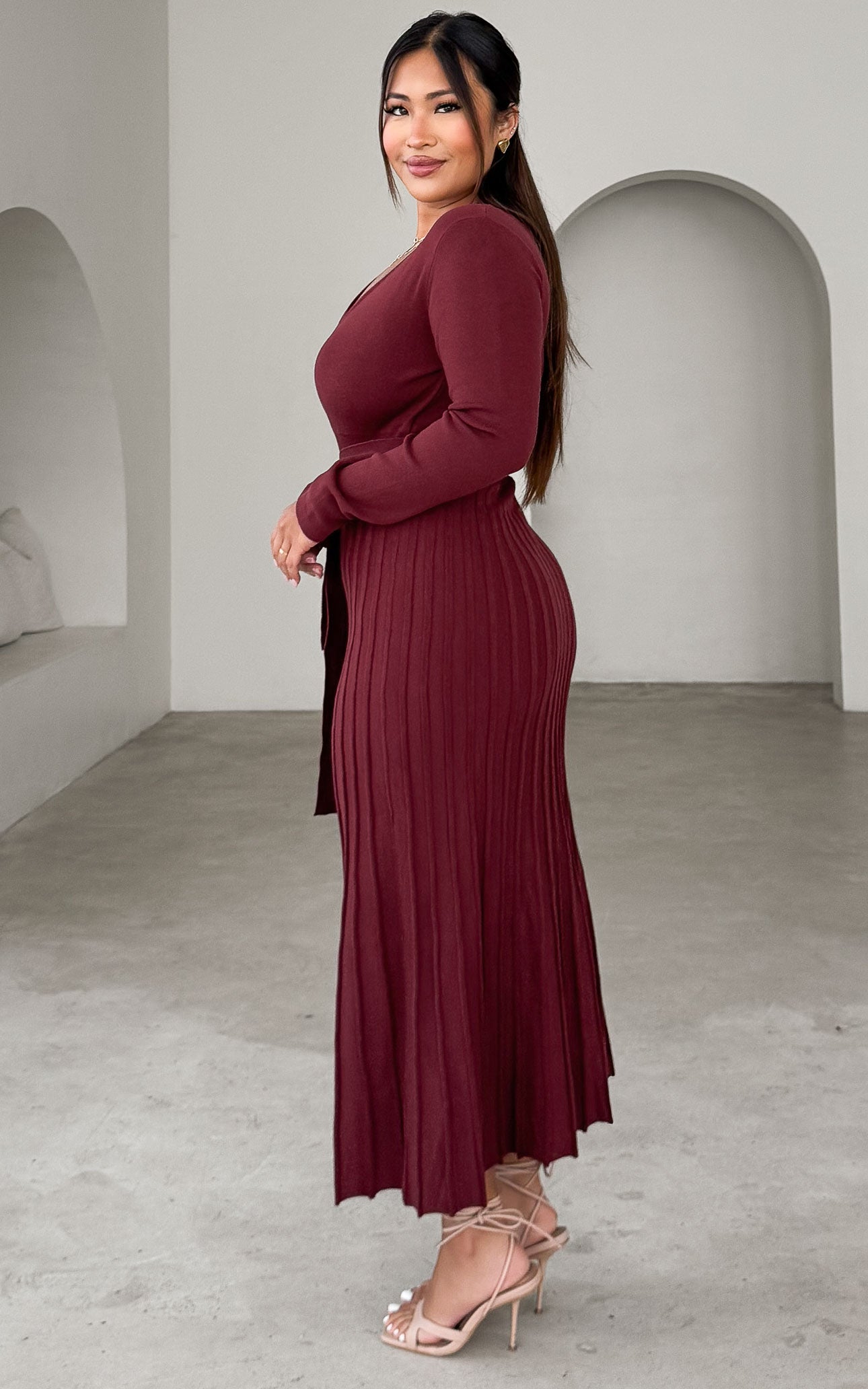 Jules Knit Midi Dress - Wine