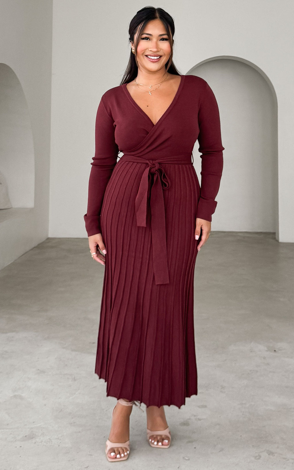 Jules Knit Midi Dress - Wine