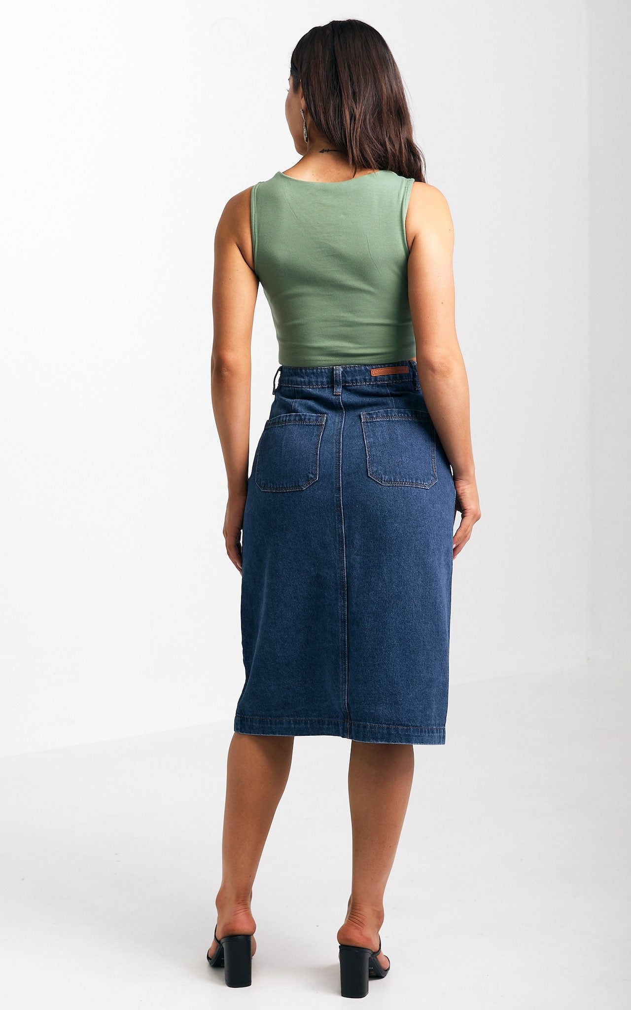 Juliana Denim Midi Skirt - Dark Blue