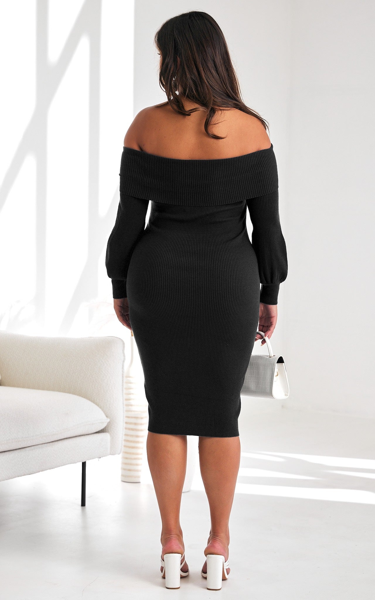 Juno Knit Midi Dress - Black