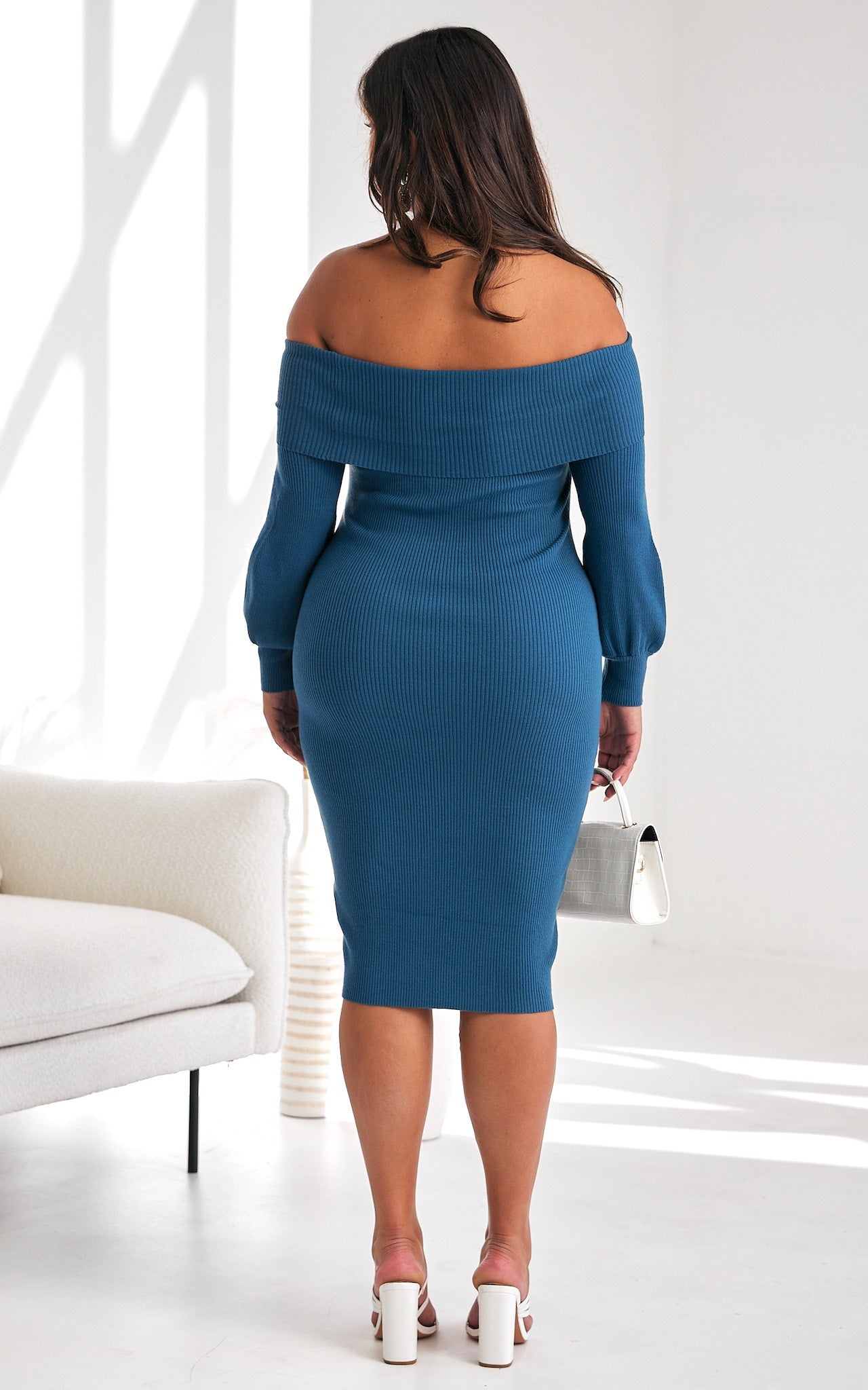 Juno Knit Midi Dress - Teal Blue