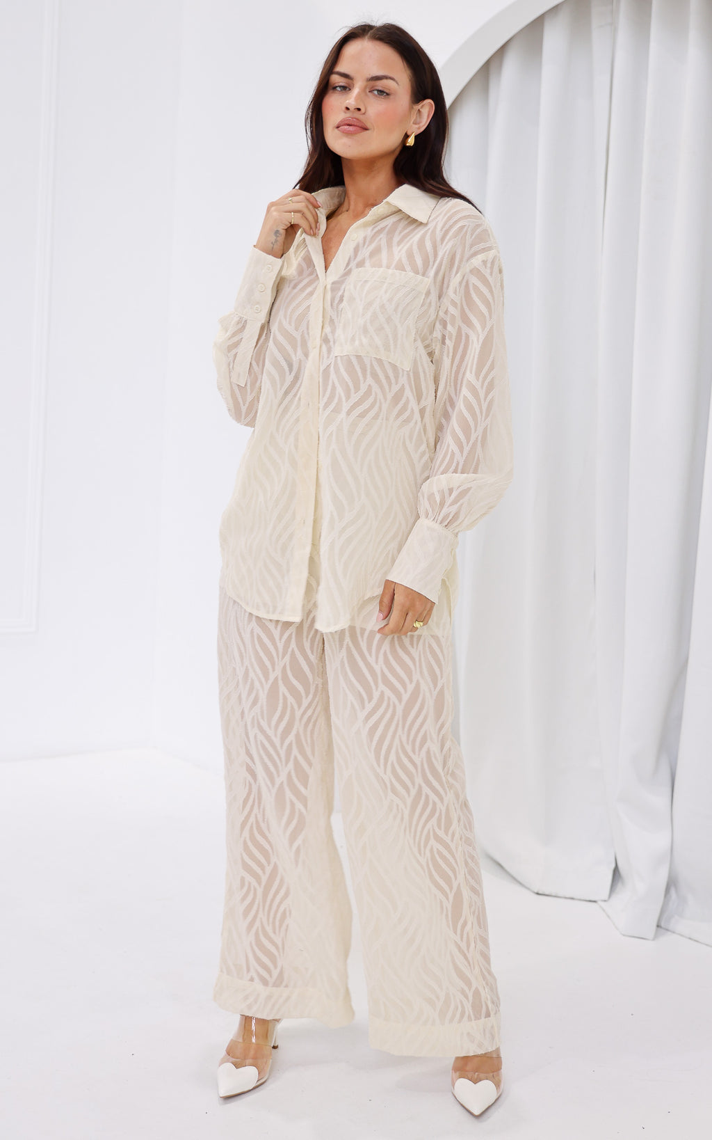 Chanmi Shirt Blouse - Cream Texture