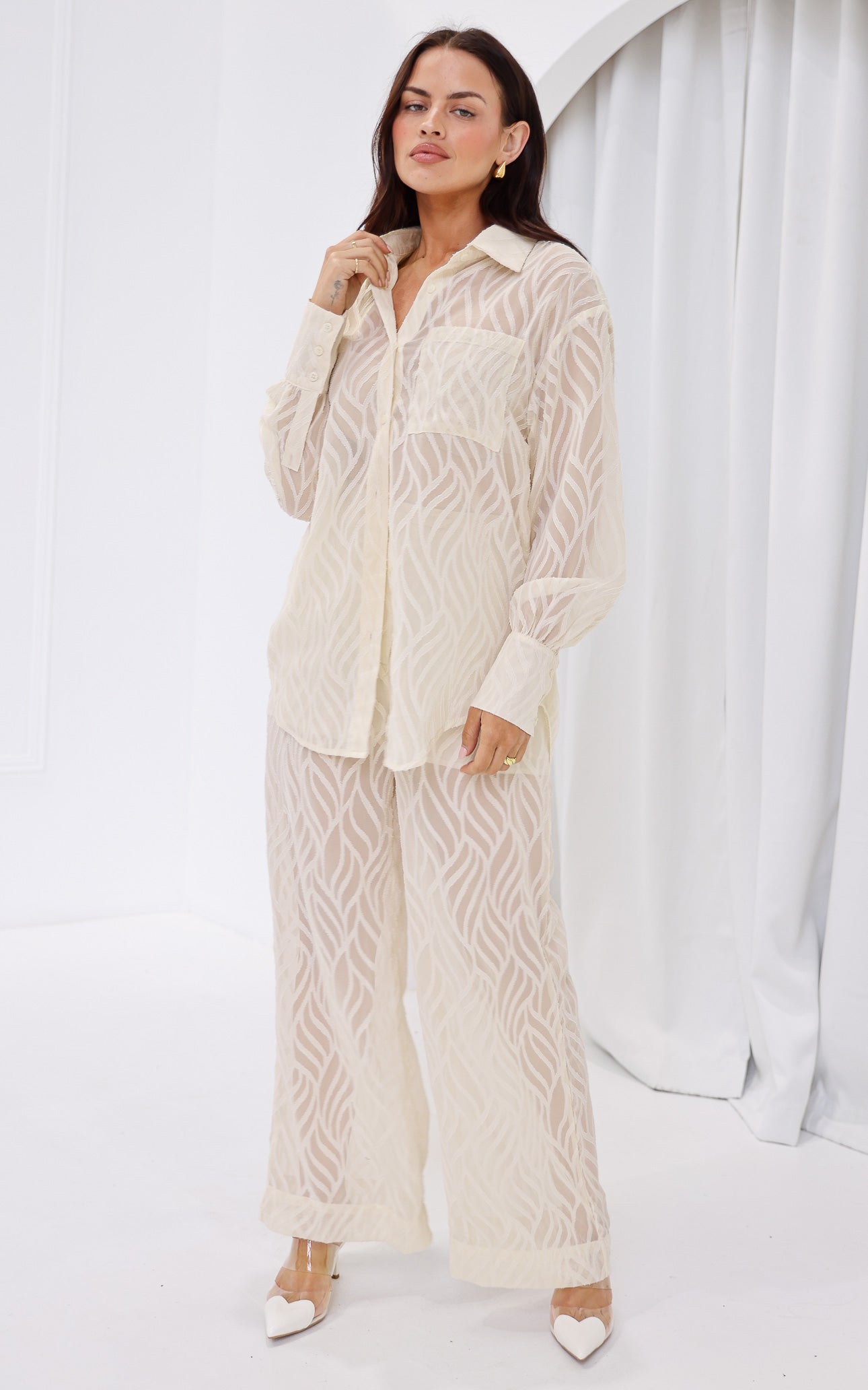 Chanmi Shirt Blouse - Cream Texture