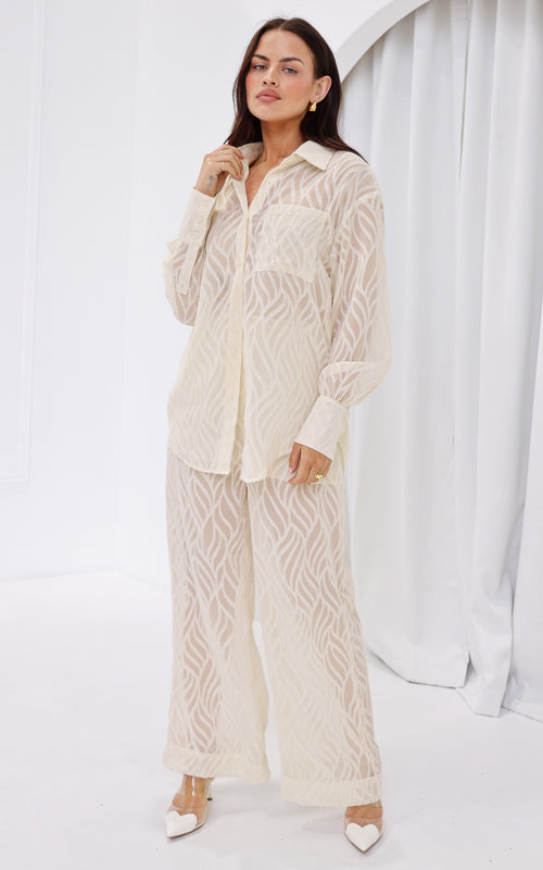 Chanmi Shirt Blouse - Cream Texture