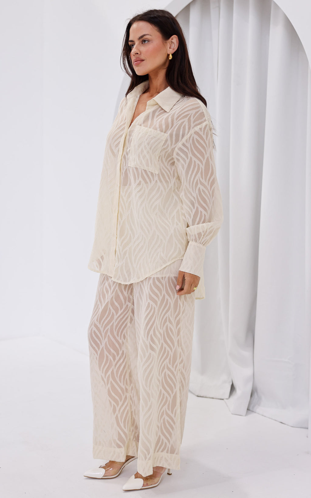 Chanmi Shirt Blouse - Cream Texture