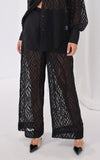 Piper Wide Leg Pants - Black Texture