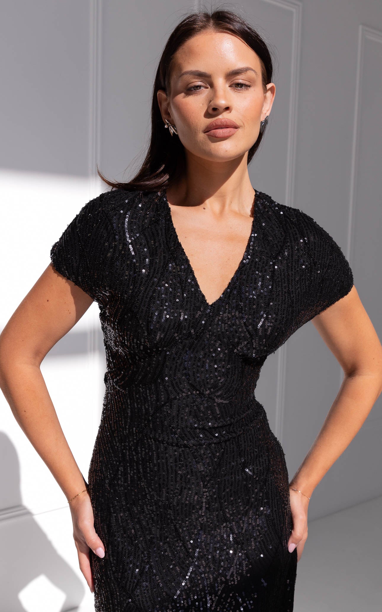 Jacqueline Sequin Maxi Dress - Black