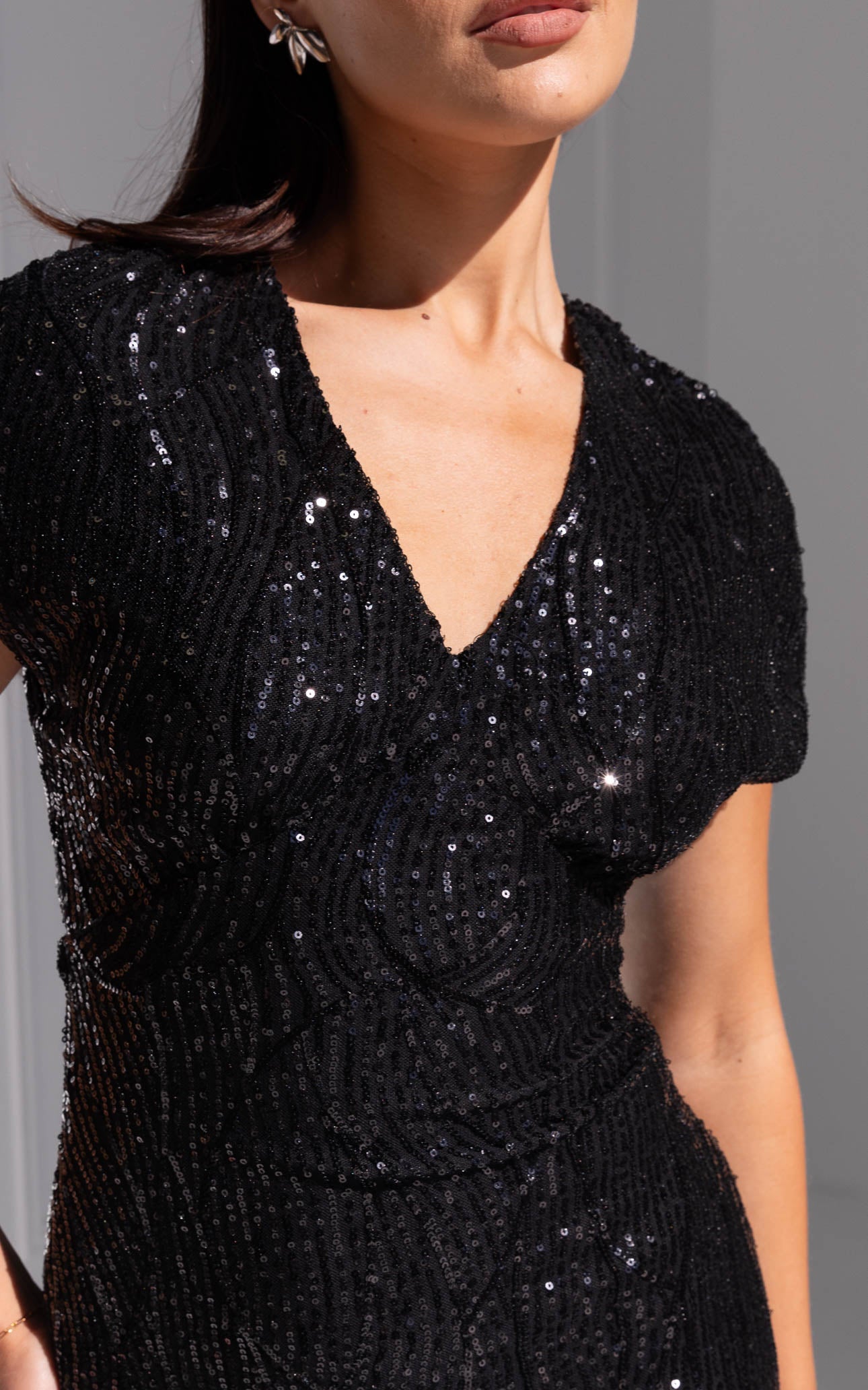 Jacqueline Sequin Maxi Dress - Black