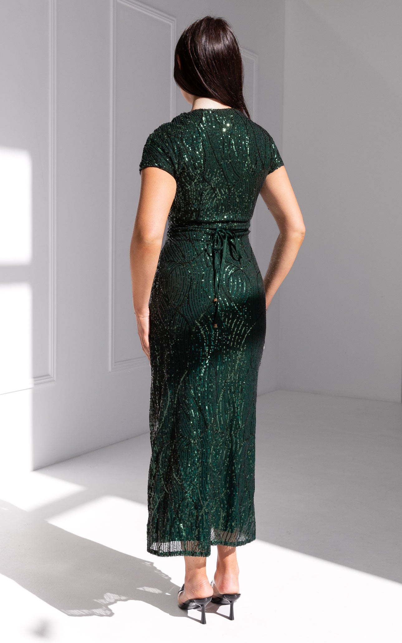 Jacqueline Sequin Maxi Dress - Emerald Green