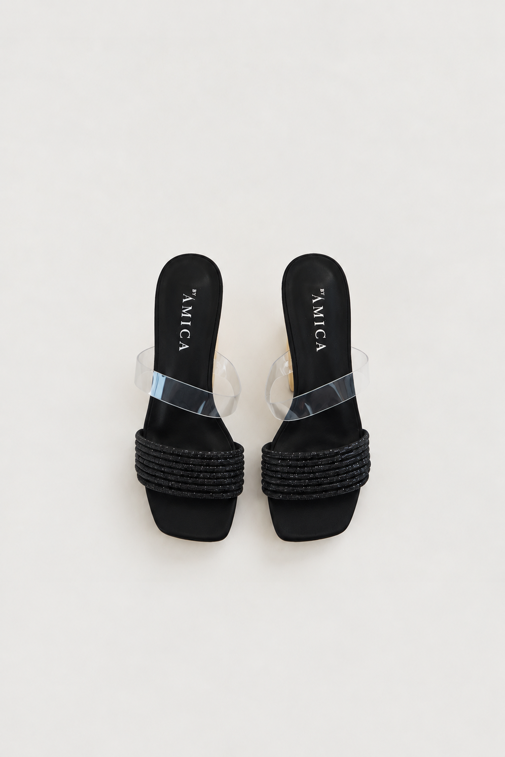 Jette Mule Heels - Black Rhinestone