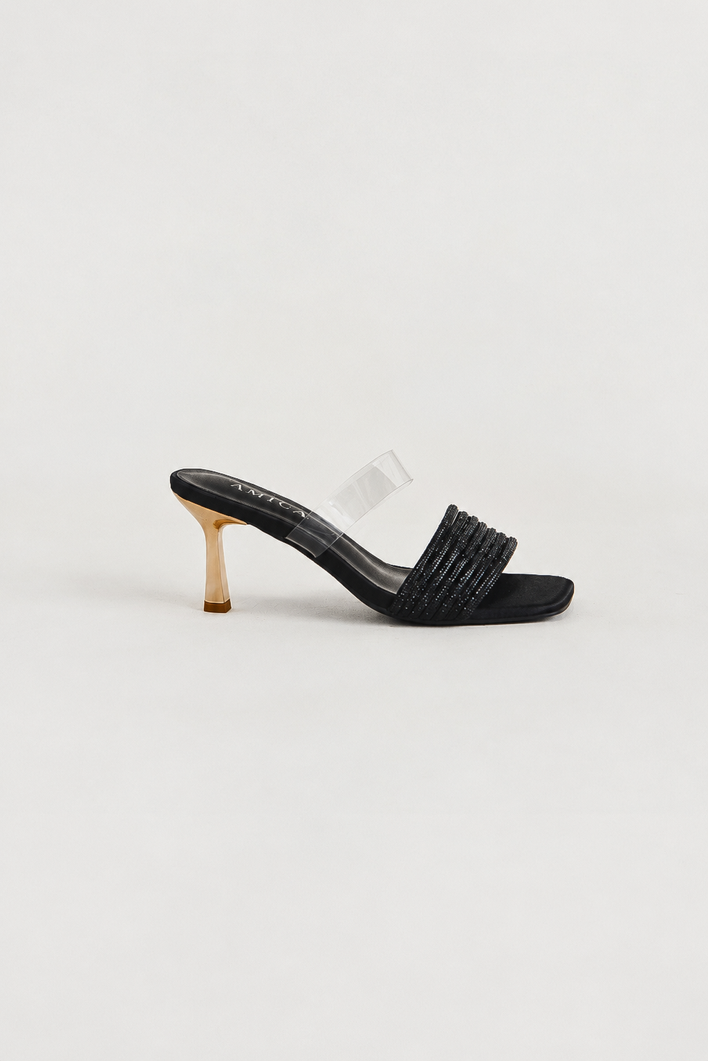 Jette Mule Heels - Black Rhinestone