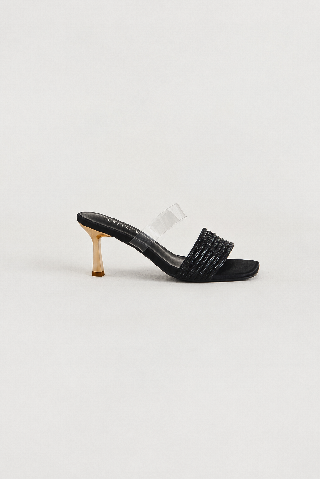 Jette Mule Heels - Black Rhinestone