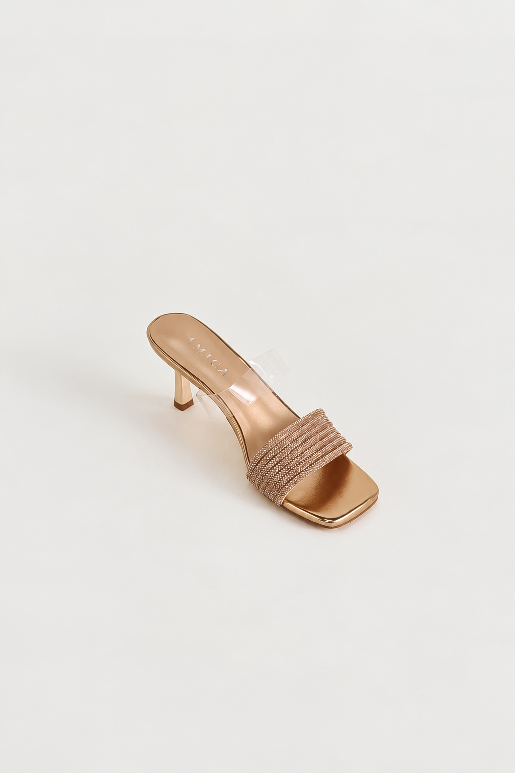 Jette Mule Heels - Rose Gold Rhinestone