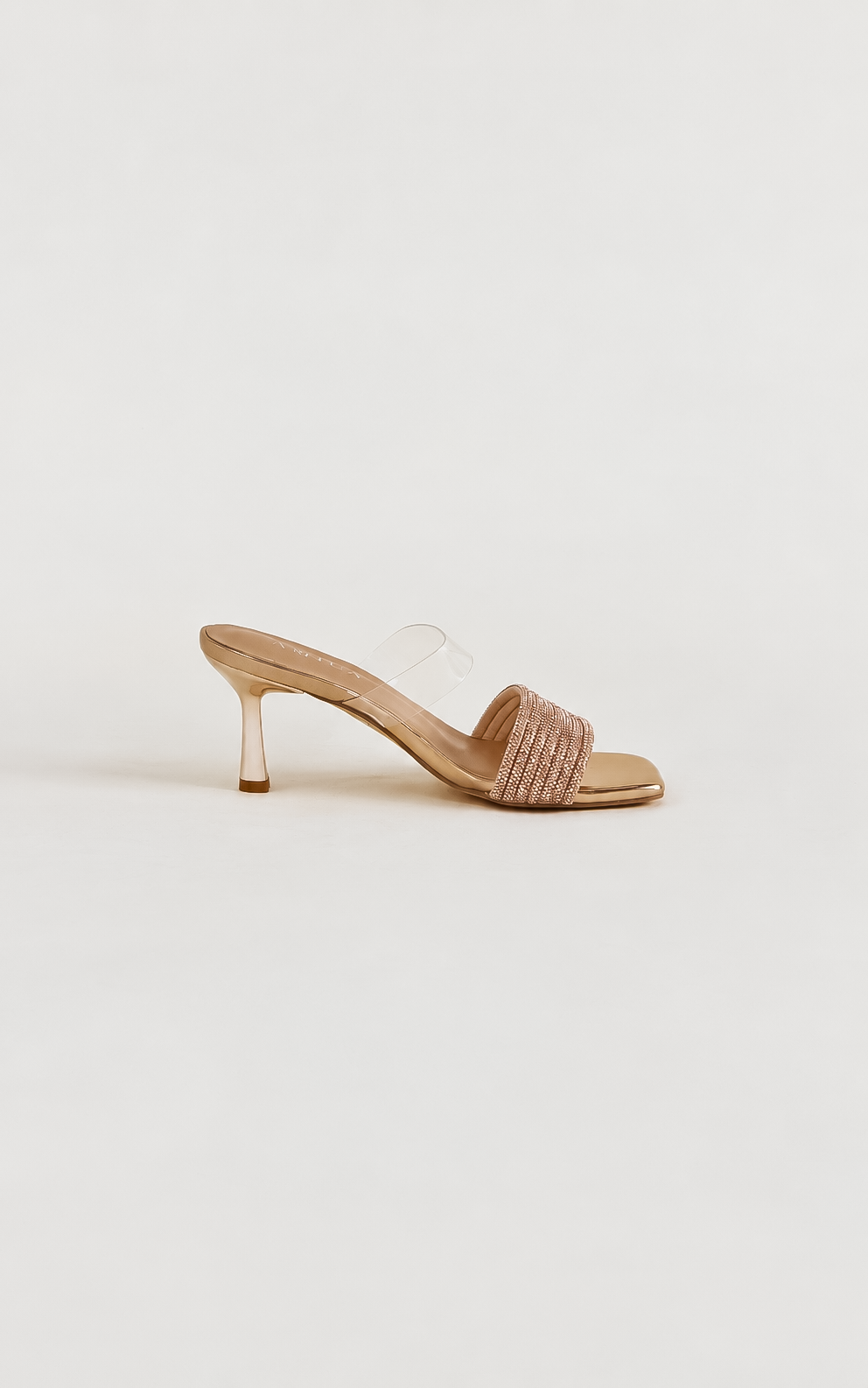 Jette Mule Heels - Rose Gold Rhinestone
