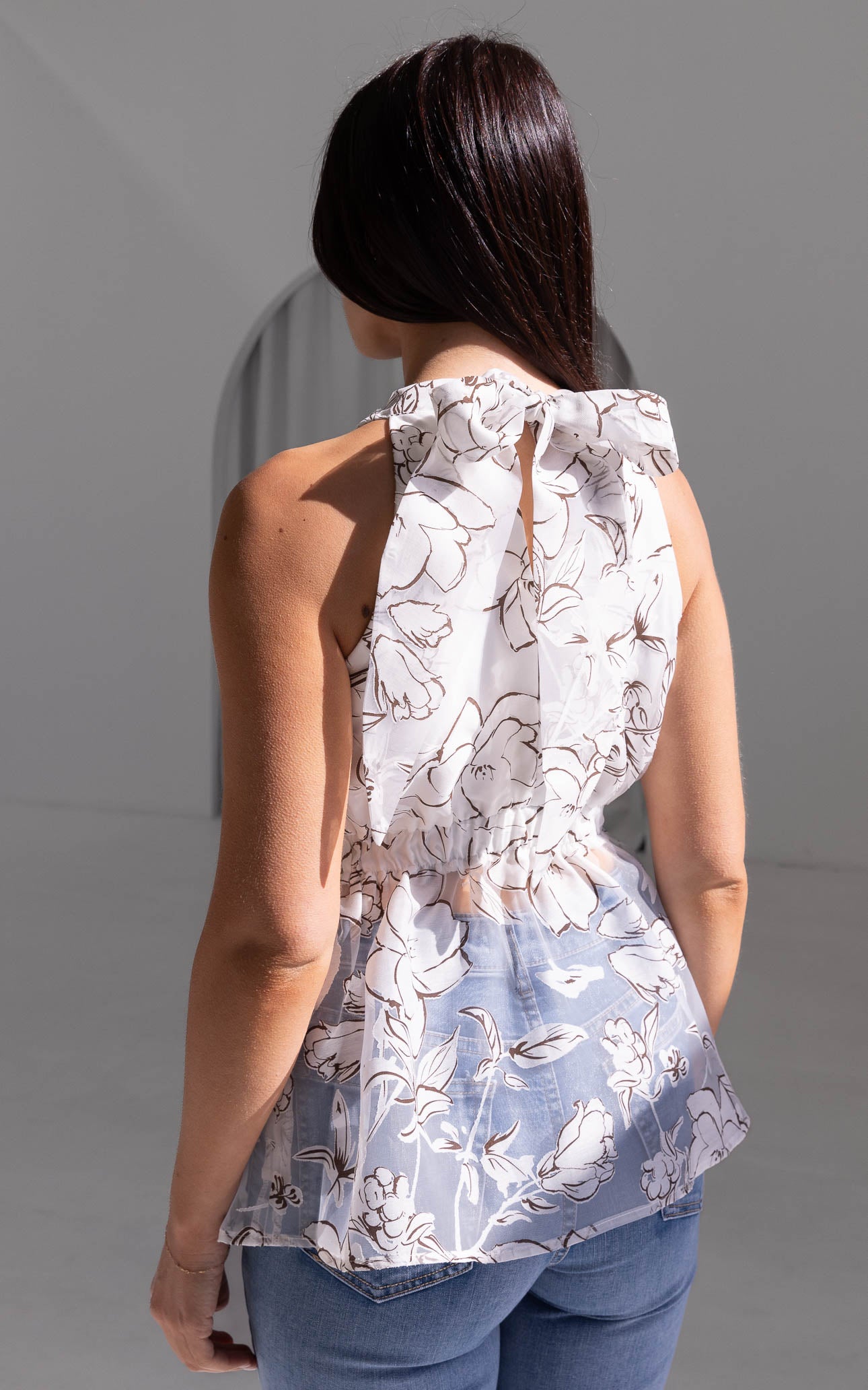 Jovi Top - White Brown Floral