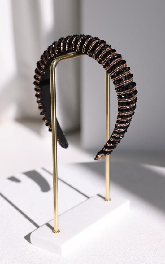 Jovia Headband - Black Gold Stripe
