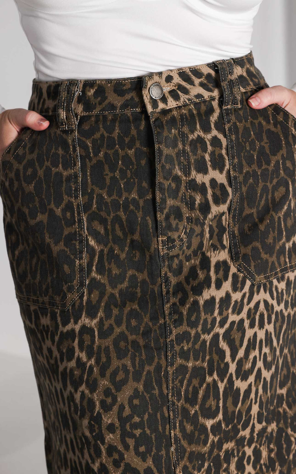 Junction Denim Maxi Skirt - Dark Leopard Print