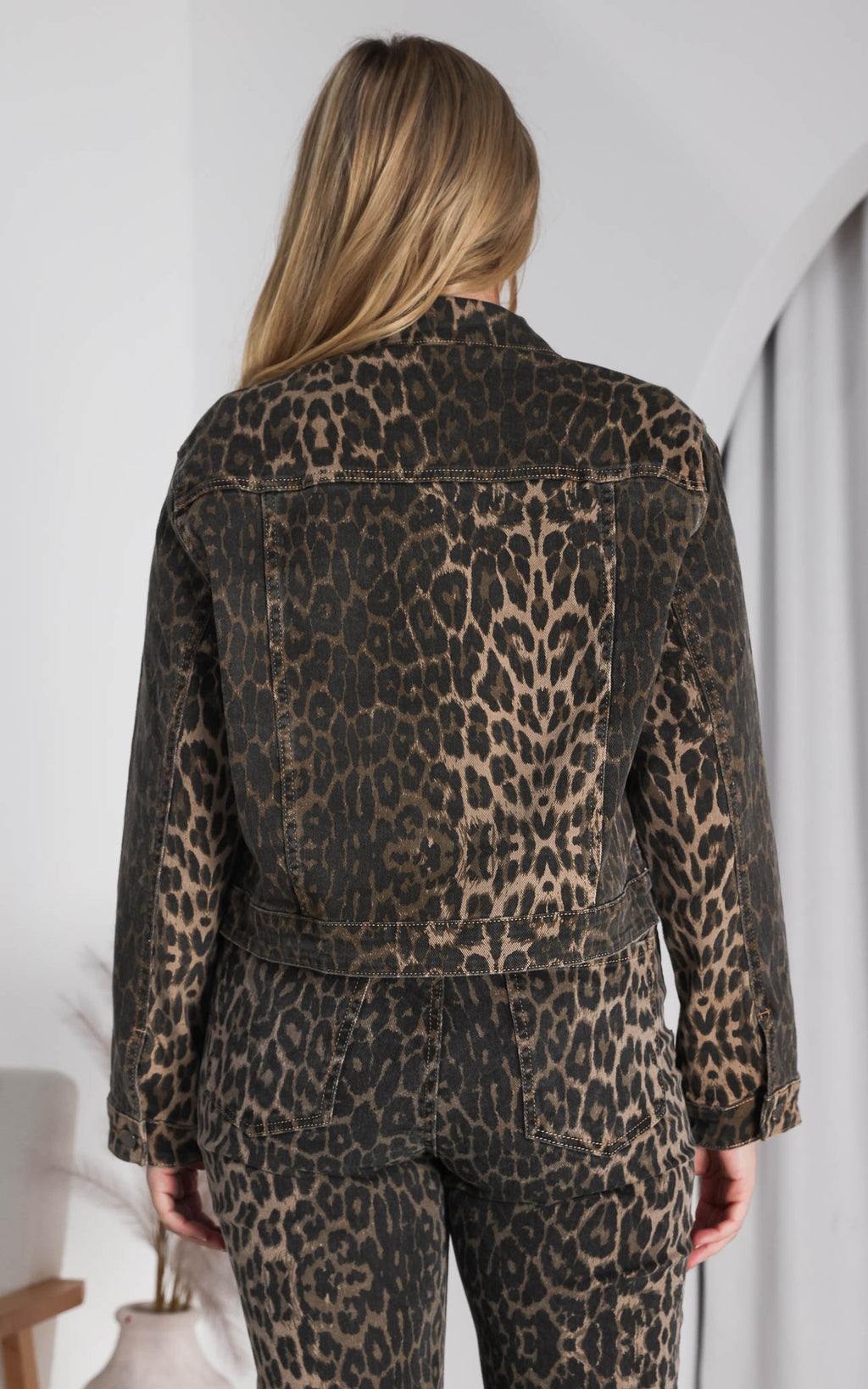 Junction Denim Jacket - Dark Leopard Print