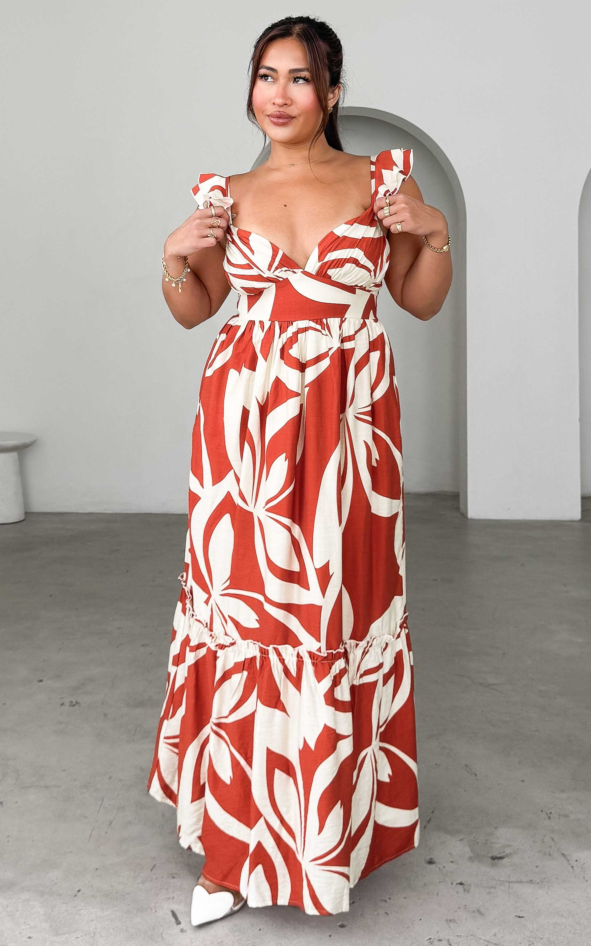 Kai Maxi Dress - Orange Print