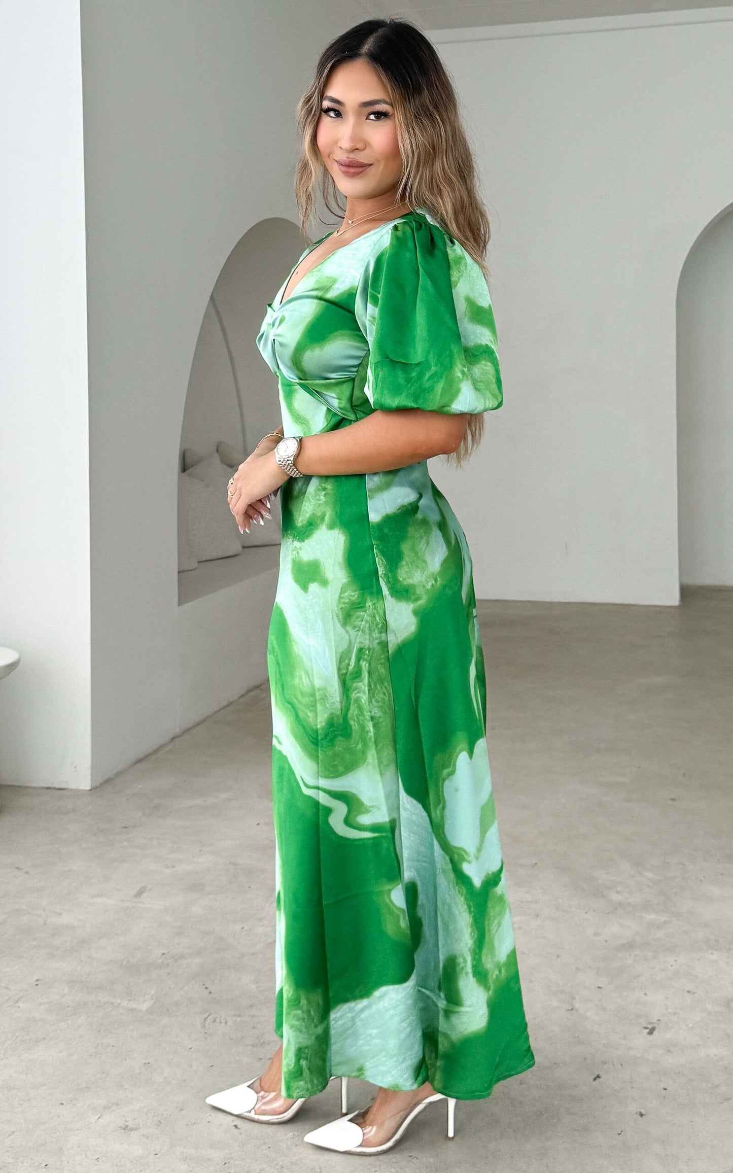 Kamala Maxi Dress - Green Print