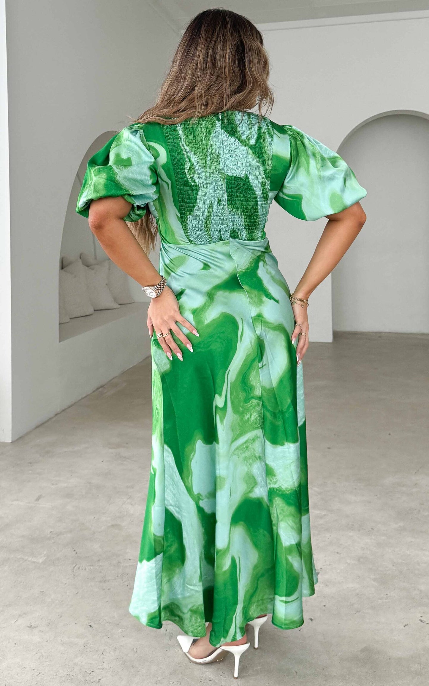 Kamala Maxi Dress - Green Print